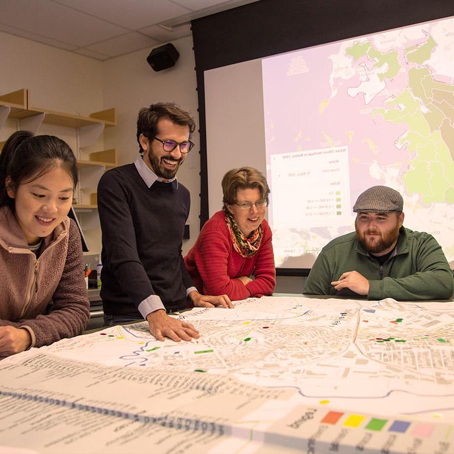 Professor Antonio with Urban Planning students